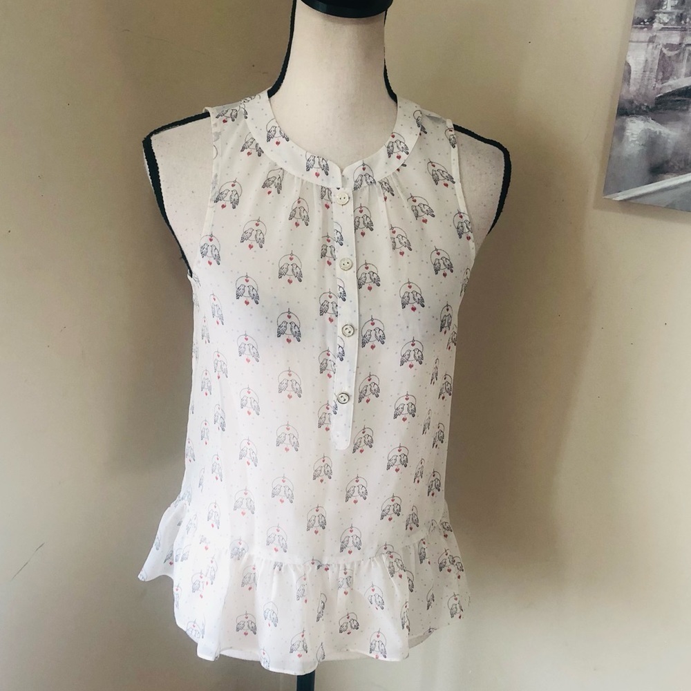 Juicy Couture Silk Lovebirds Peplum Top